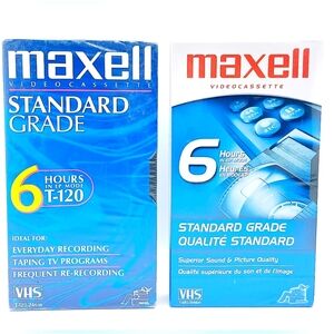 Maxell 6 Hour Blank VHS Tape‎ SEALED Bundle Of 2 Tapes Standard Grade T-120